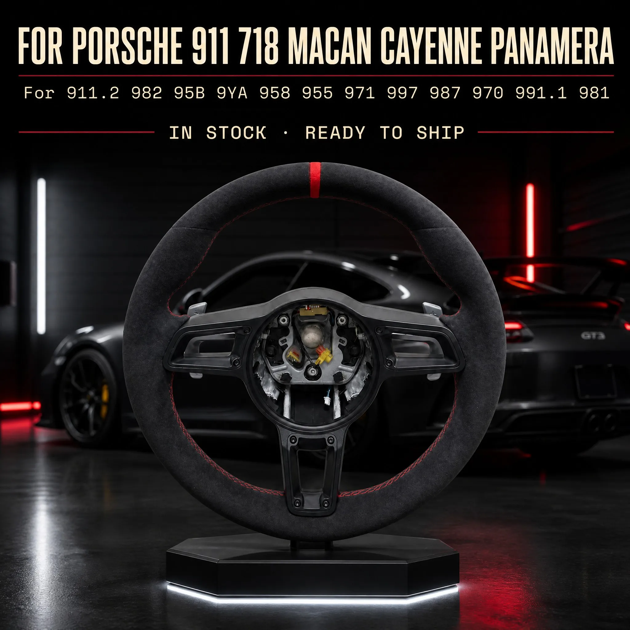 Steering Wheel For Porsche 911 Carrera Turbo GT3 997 991 Boxster 718 Cayman GT4 GTS 981 982 987 Panamera 970 971 974 Cayenne 955