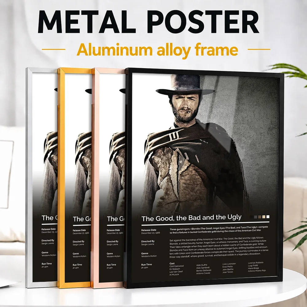 The Good Bad And Ugly Movie Metal Poster With Aluminum Alloy Frame Personalized Screen Tribute Wall Art For Theater Story Lovers