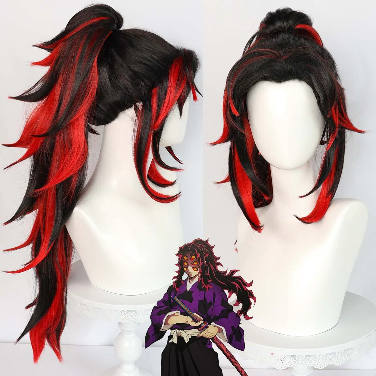 حفلة الهالوين Kochou Kanae Demon Slayer Cosplay شعر مستعار أسود طويل للنساء