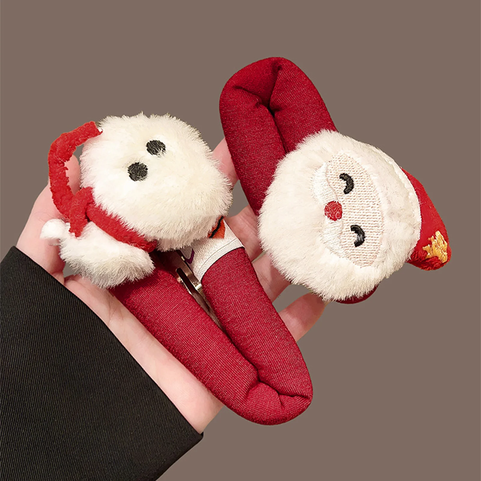 مشبك شعر سانتا كلوز مقاس كبير إكسسوارات شعر جانبية ناعمة منفوشة لحفلات عيد الميلاد والهالوين وهدايا عيد الميلاد