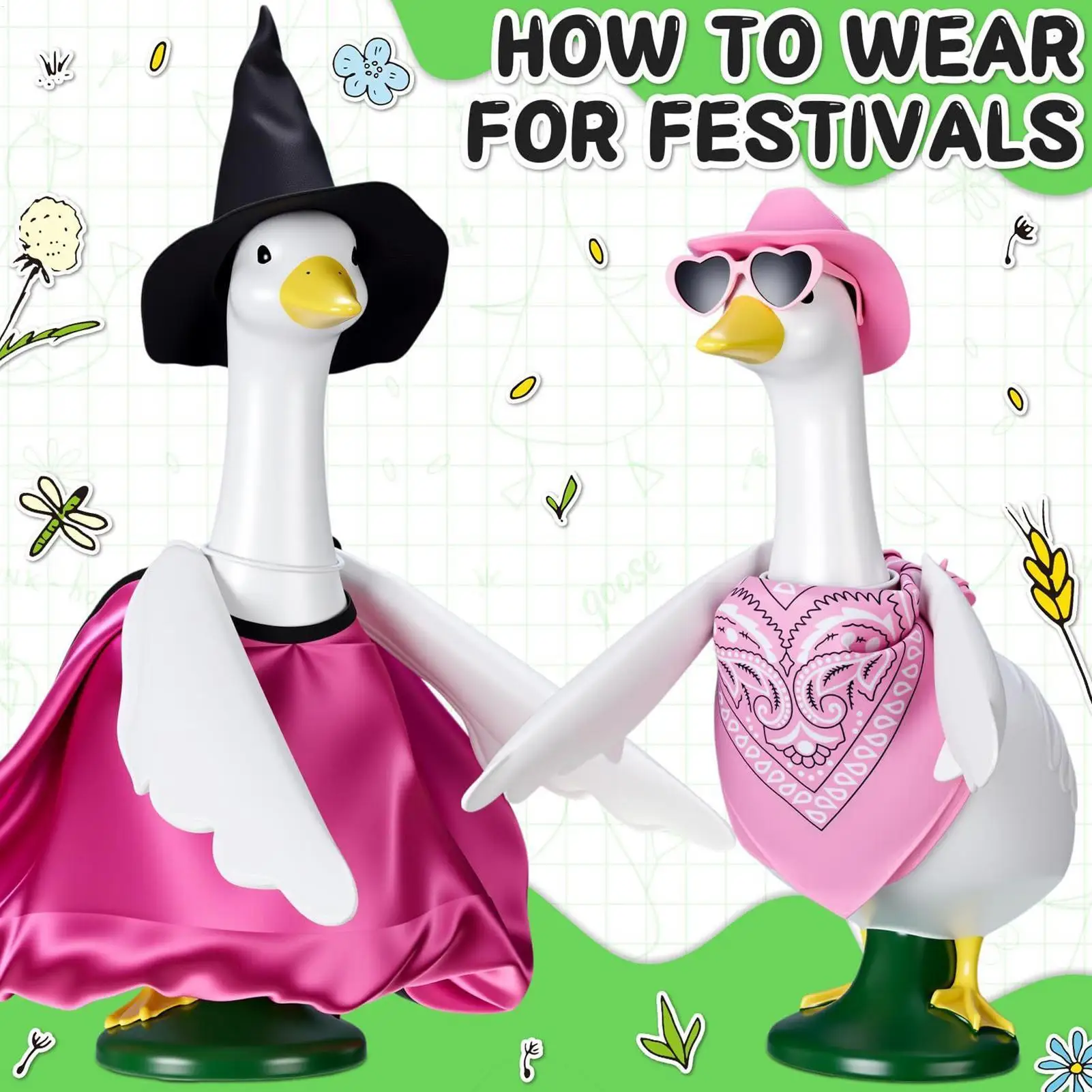 

Porch Geese Wings Outdoor Porch Geese Accessories White Wings Decorative Figurine Clothes Seasonal Decoration For Party Yard