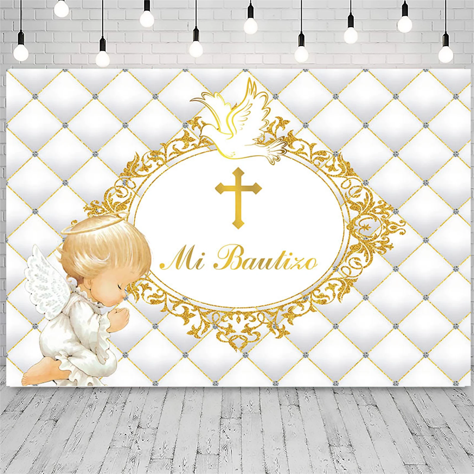 Baptism Photography Background Little Angel White Pigeon Religious Backdrop God Bless First Communion Christening Party Decor