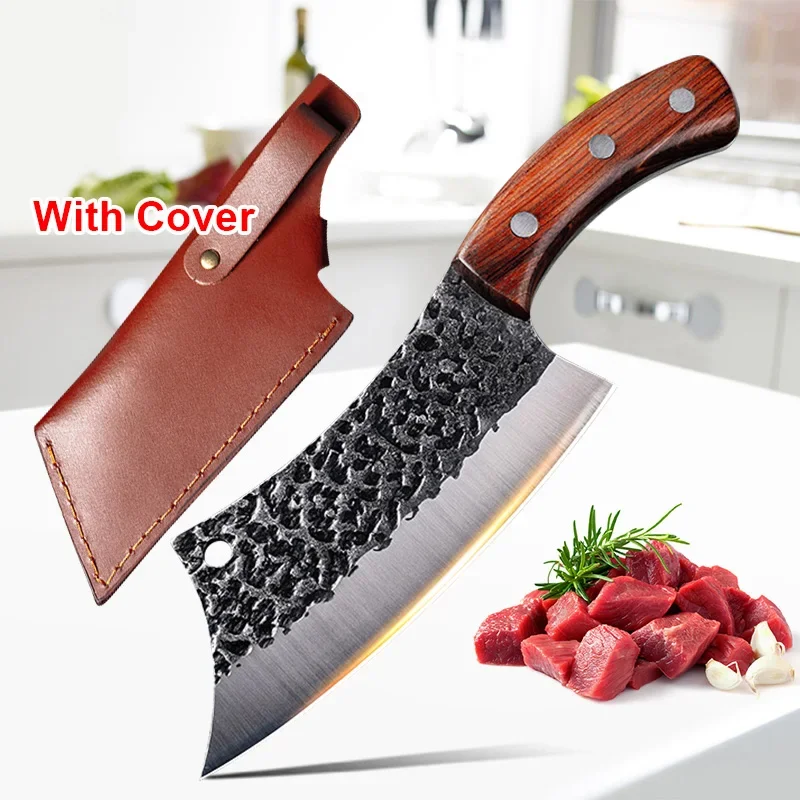 Forged Stainless Steel Knife 5cr15 Meat Cleaver Wooden Handle Kitchen Chef Butcher Knife Barbecue Fruit Knife Cooking Tools