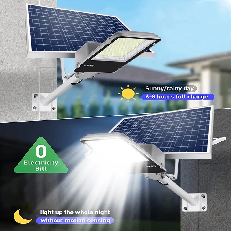 Imagem -02 - Luz de Rua Solar de Alta Potência Resistente com Painel Solar de Alumínio com Controle Remoto Oudoor Jardim Lâmpada de Parede Solar