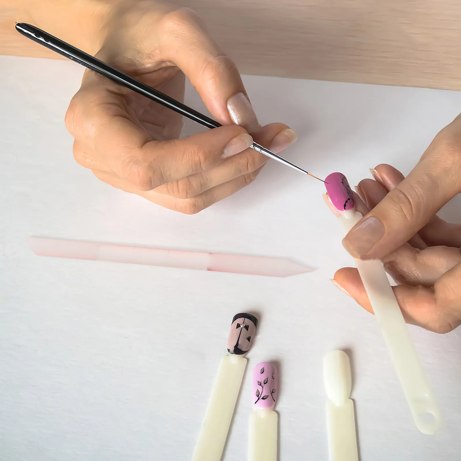 4Pcs Glass Nail Care Stick Double Ended Cuticle Pusher and File for Manicure Pedicure Precision Angled Tip Gentle on Nails Salon