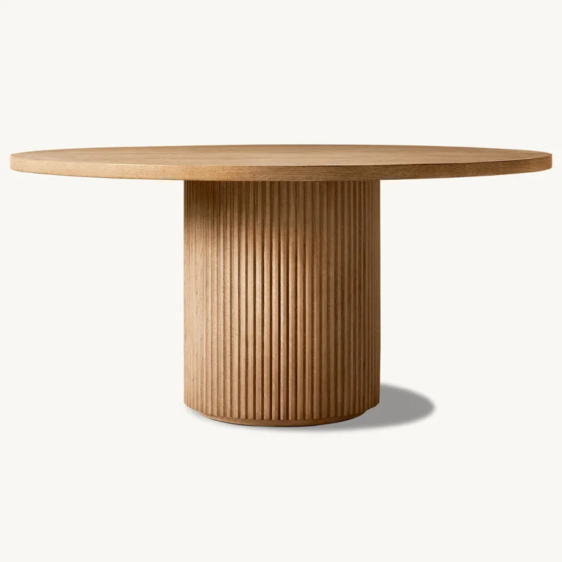 

Wood Home Long Dining American RH Furniture Country Vintage Round Dining Villa Tea Negotiation