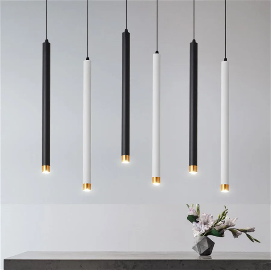 

40CM 60CM Long Tube Led Pendant Light Modern Simple Shop Bar Counter Hanging Lamp Clothing store Window Staircase Pendant Lamp