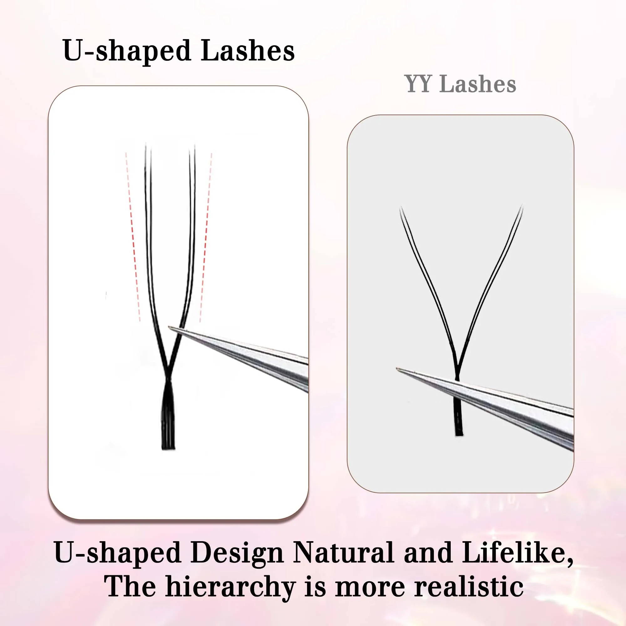 CoMango Lekki równoległy kwiat w kształcie litery U rzęsy YY hybrydowa technologia objętości włókna cilios super miękki gotowy wentylator do przedłużania