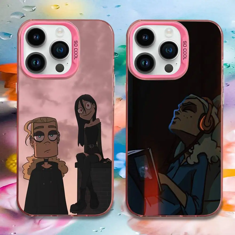 

Cartoon Metal Family Phone Case For iPhone 16,15,14,13,12,11,Mini,Pro,E,MAX Pink Candy Matte Shockproof Cover