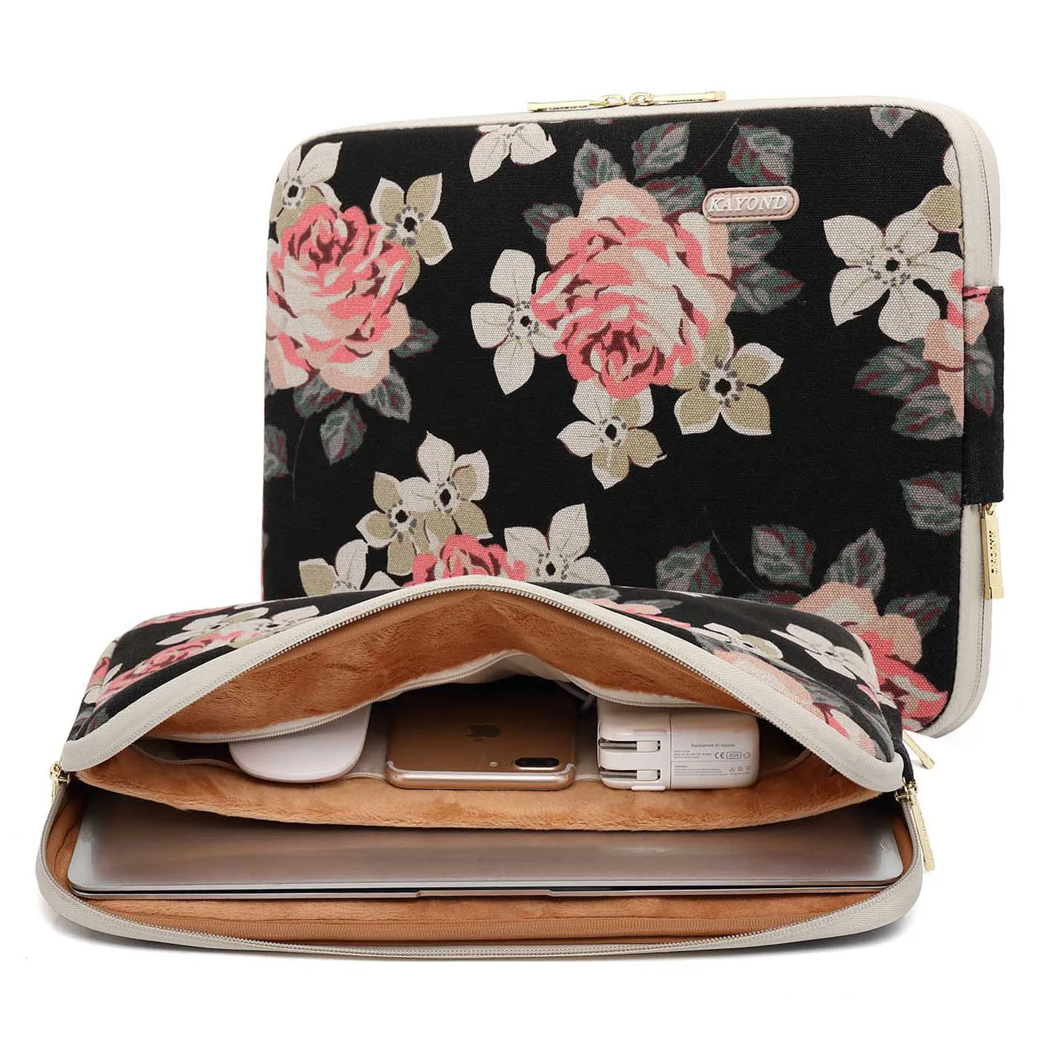 

Rose Printing Canvas Shockproof Waterproof 11 13 14 15.6 Women Men Notebook Laptop Sleeve for Macbook Microsoft Asus HP etc