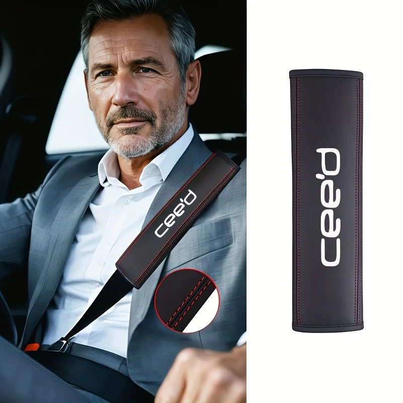 High-Quality Interior Faux Leather with Double Red Stitching Car Padding Shoulder Support Cushion for Kia Ceed Models