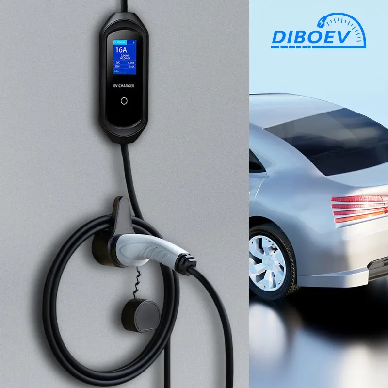 32A 7KW Type2 Portable EV Charger Wallbox IEC-62196 Standard Plug Charging for Eletric Vehicle Cars with Cable 5M