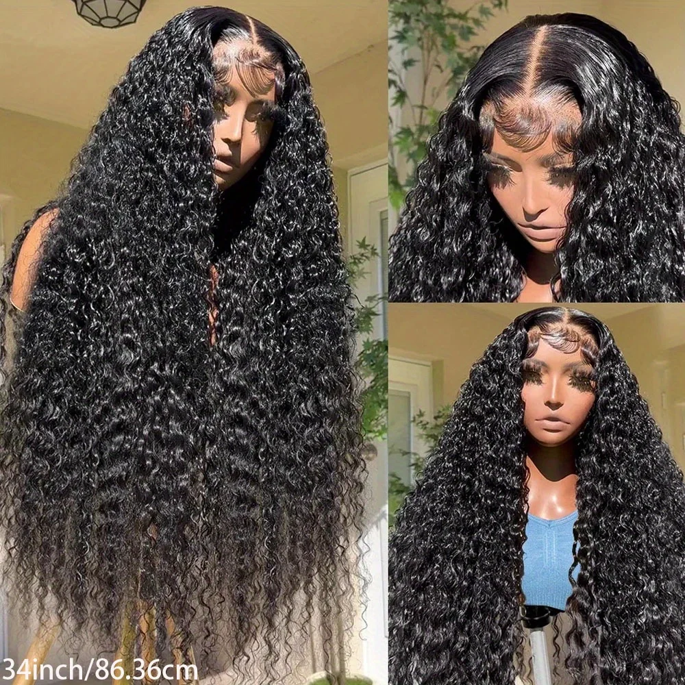 13x4 Lace Front Wigs Human Hair Pre Plucked Deep Wave 180 Density HD Lace Frontal Wig With Baby Hair Transparent