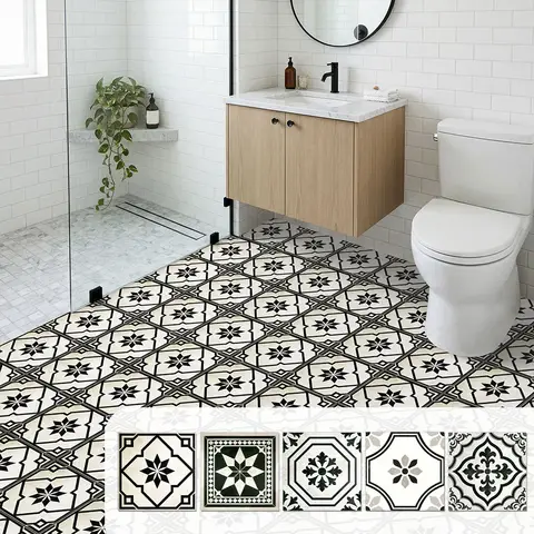 Moroccan Tile Stickers, 0.72mm Thick Matte Self-Adhesive Decals for Kitchen Backsplash Home Renovation