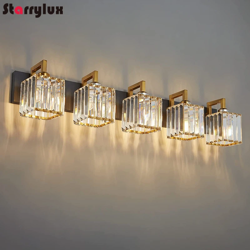 

American Retro Crystal Wall Light Industrial Vanity Bathroom Mirror Bedside Sconce Hotel Lighting