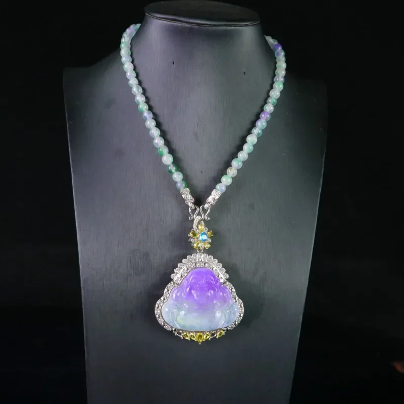 

Ethnic Maitreya Buddha Pendant, Purple Atmospheric Classic Necklace.