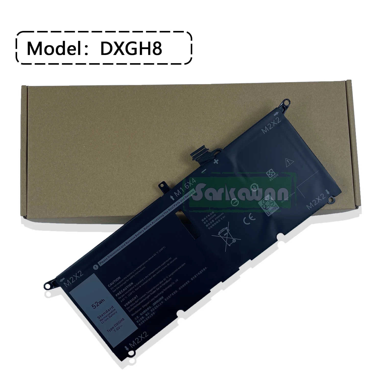 Imagem -06 - Sarkawnn 7.6v 52wh Dxgh8 Xps135390 Hk6n5 Bateria do Portátil para Dell Xps 9370 9380