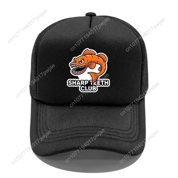 

Viral "Sharp Teeth Club" Angry Fish Trucker Hat | Funny Fishing Streetwear Mesh Cap baseball cap