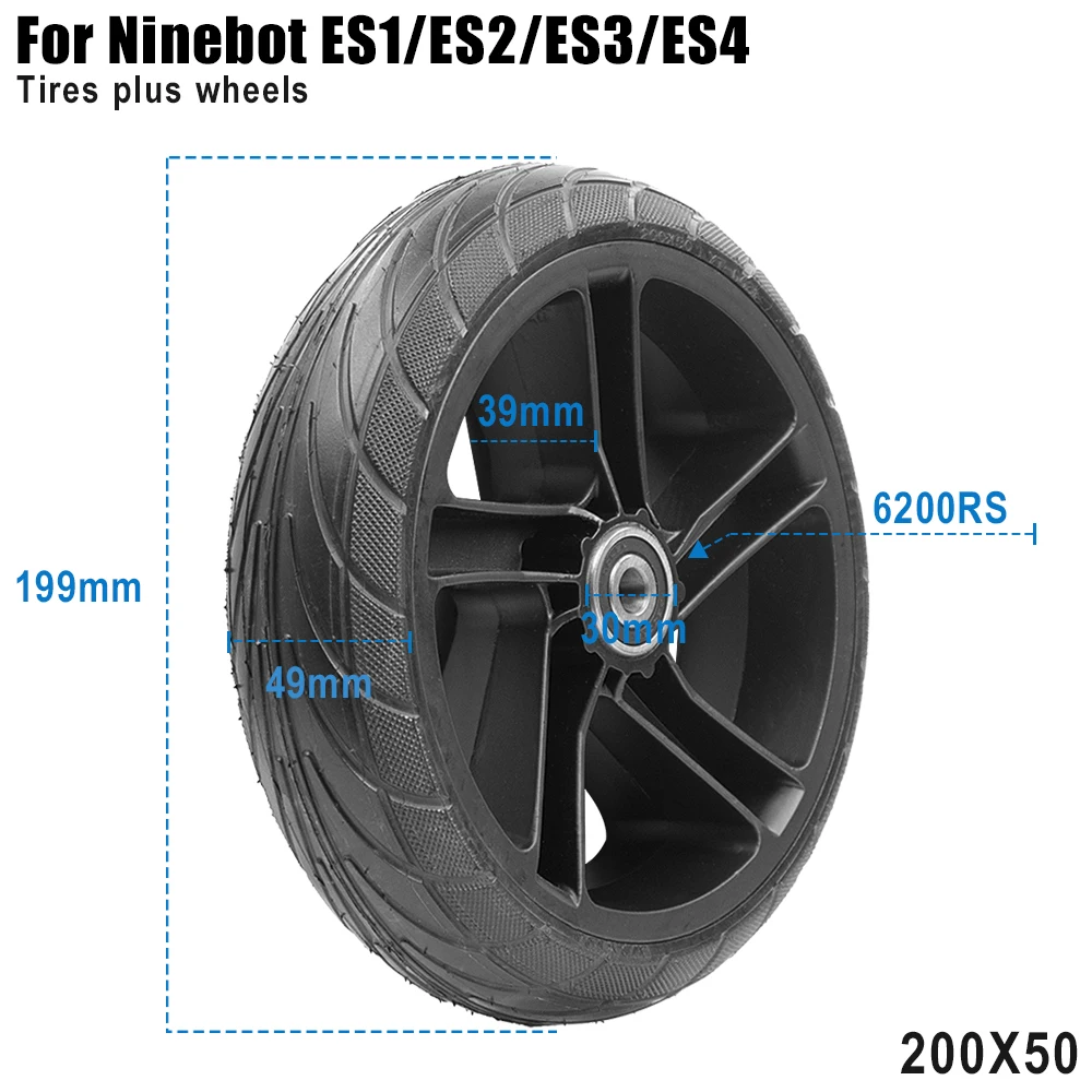 

For Ninebot ES1 ES2 ES4 Electric Scooter 8 Inch Explosion-Proof Rear Wheel With Tire Assembly Solid Wear Resistant 200x50 Tyre