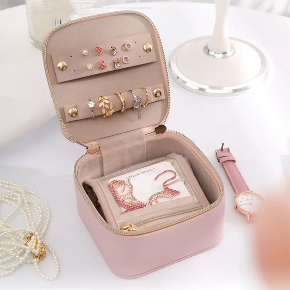 PU Leather Jewelry Packing Bag Large Capacity Portable Jewelry Display Box Organizer Bracelet Jewelry Holder Handbag Gift