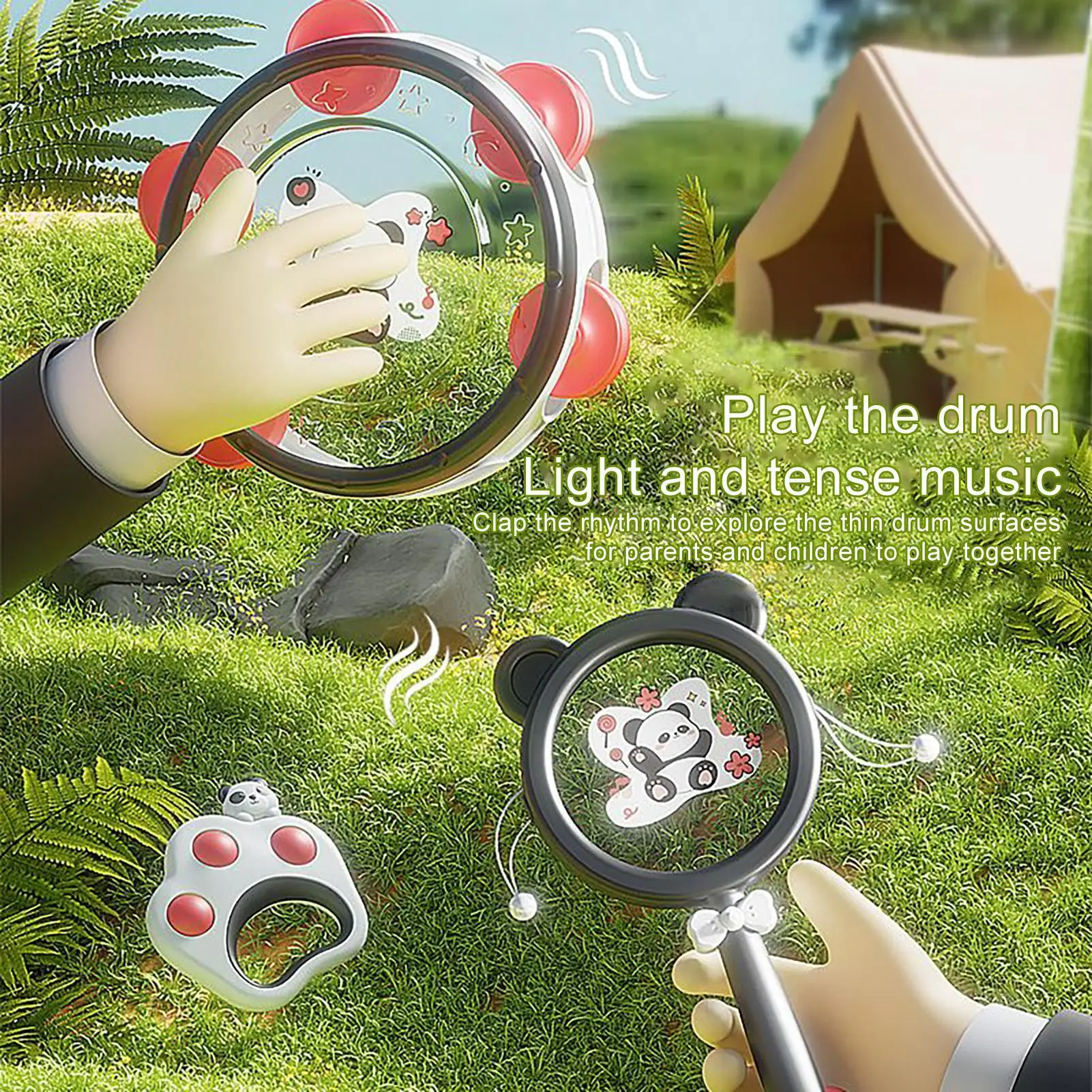 Sonajeros para bebé Panda, sonajeros de fácil agarre, instrumentos musicales, mordedor sensorial para jugar, desarrollo de la primera infancia, guardería