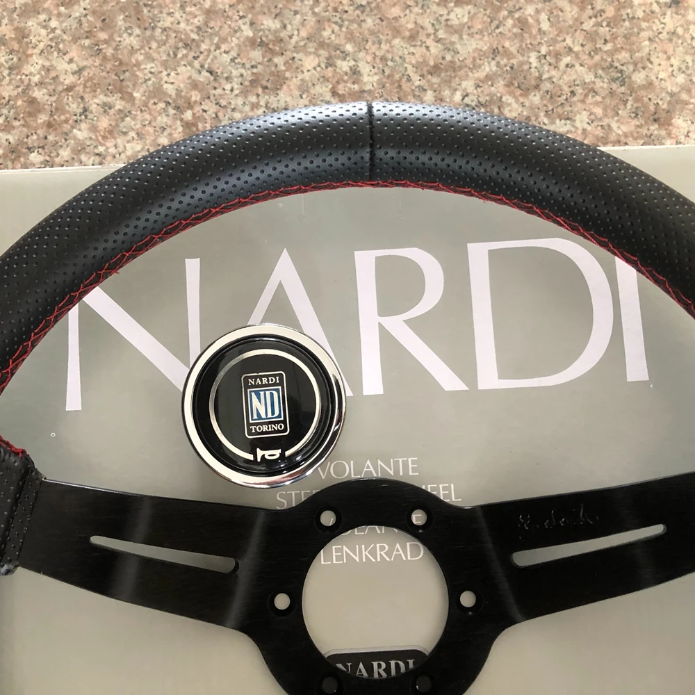 Classic 14Inch Universal Racing Drift Nardi Steering Wheel Car Punch Leather JDM Steering Wheel Volantes For HONDA Toyota BMW VW