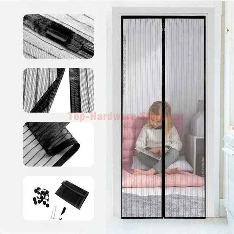 Cortinas antimosquitos para el verano, para puerta mosquitera, cocina, fibra de poliéster, imanes de pantalla de malla