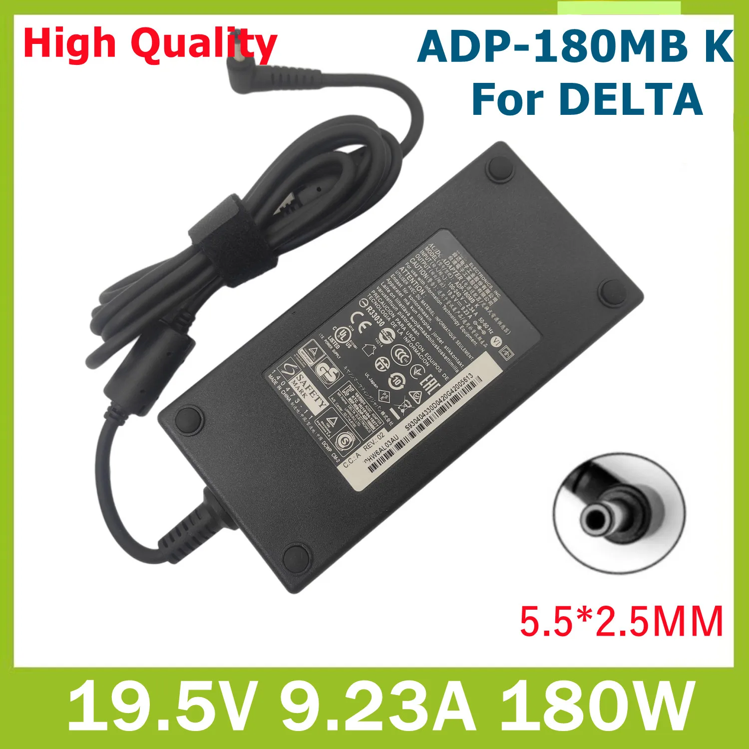 Adaptador de CA para ordenador portátil, cargador Original de 19,5 V 9.23A 5,5x2,5mm 180W para MSI GS65 GE72VR 7RG GS63VR 6RF GS73 17B4 MS-16Q2 para Delta