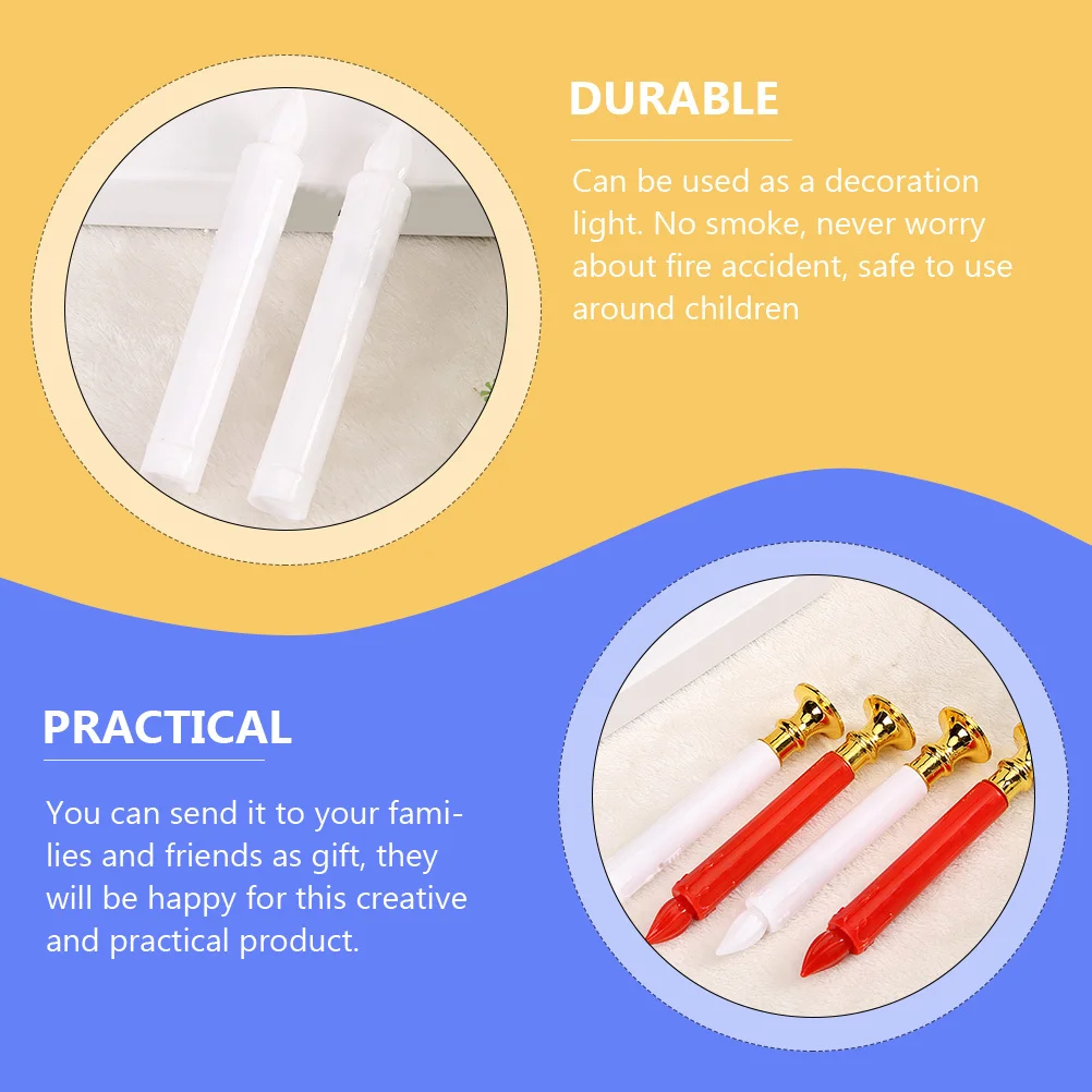 

4pcs Led Electronic Lamps Flameless Fake Incense Candles Electric Decor Lights For Home Decoration Safe Never Melt No