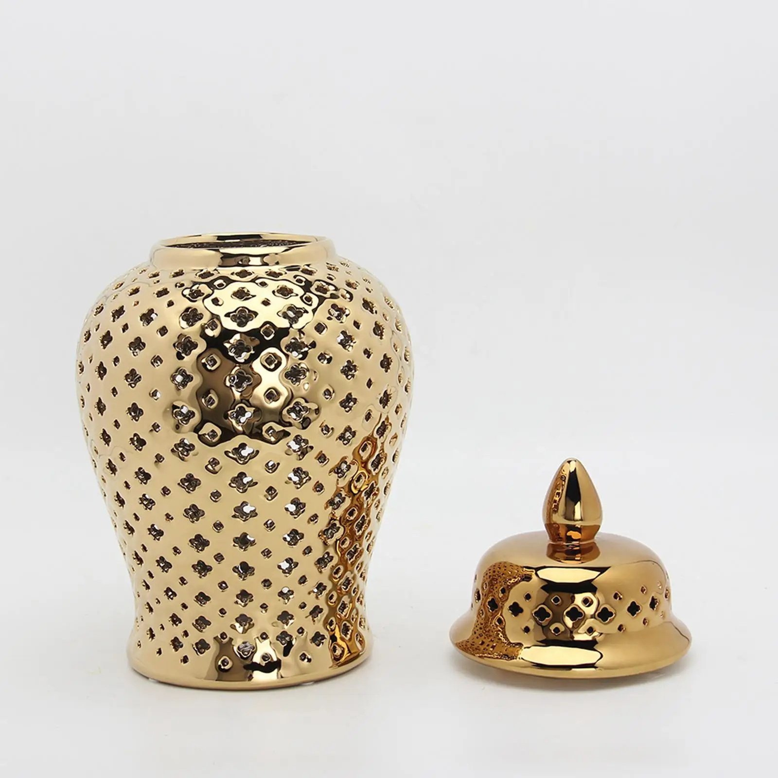 

Modern Ceramic Hollow Out Ginger Jar with Lid Vase Porcelain Jar Decorative Jars