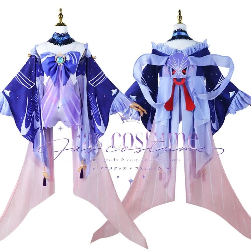 Genshin Impact Sangonomiya Kokomi Divine Priestess Cosplay Costume Full Set Watatsumi Island Outfit for Anime Convention