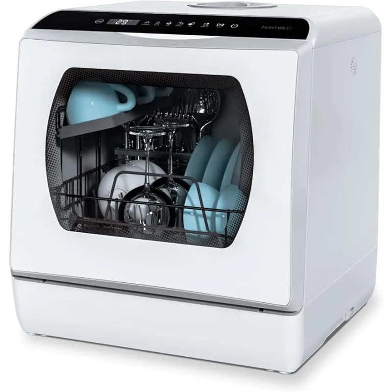 

Hermitlux Countertop Dishwasher, 5 Washing Programs Portable Dishwasher With 5-Liter Built-in Water Tank For Glass Door