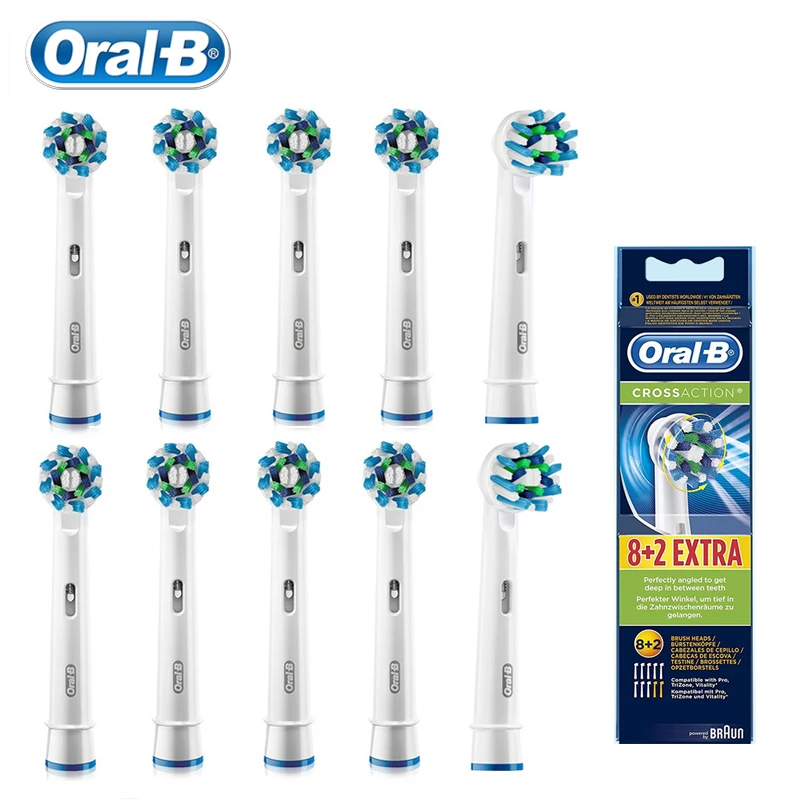 

Сменные насадки Oral B для электрической зубной щетки Oral B Cross Action EB50, насадки для зубных щеток 10/8/4 шт., бесплатная доставка