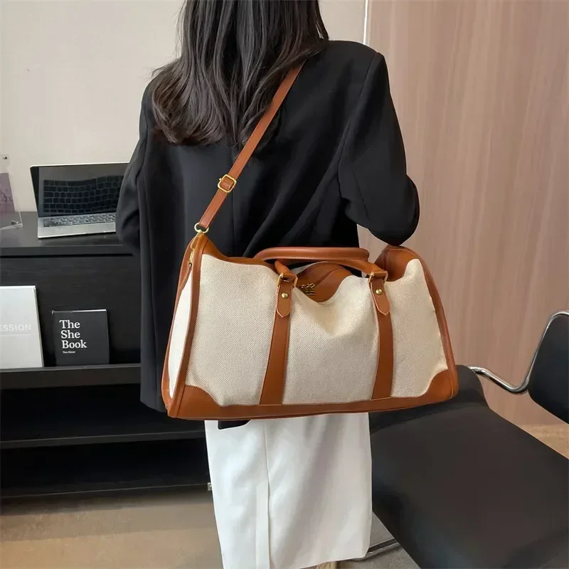 Bolso cruzado informal de un solo hombro para mujer, bolsa de viaje de gran capacidad, de lona, 2023