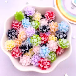 12mm Resin Double Layer Candy Color Flatback Flower Rhinestone 50Pcs Scrapbook Ornament Figurines  Appliques Crafts DIY Nail Art