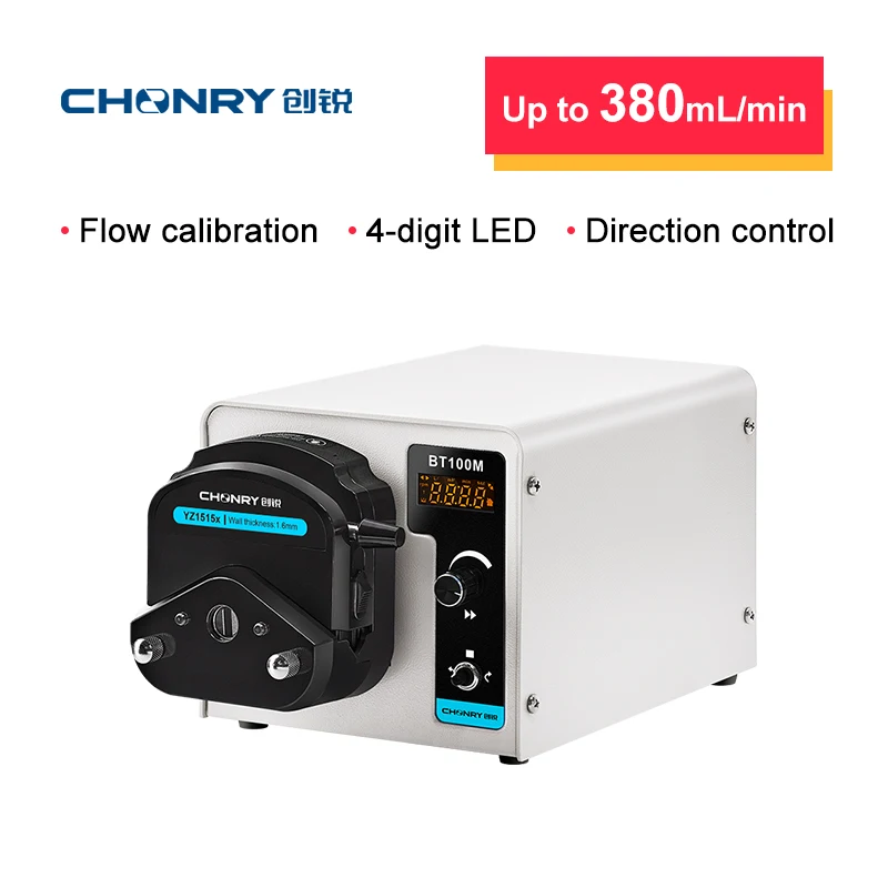 CHONRY Digital Peristaltic Pump 110V/220V Max Flow Rate 380ml/Min Liquid Precision Pump Dosing Pump for Laboratory BT100M