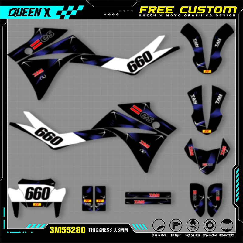 

Queen X MOTOR For YAMAHA XT 660R R X 2005 2006 2007 Custom Motorcycle Graphics Decals Stickers Kits Numer Name Custom