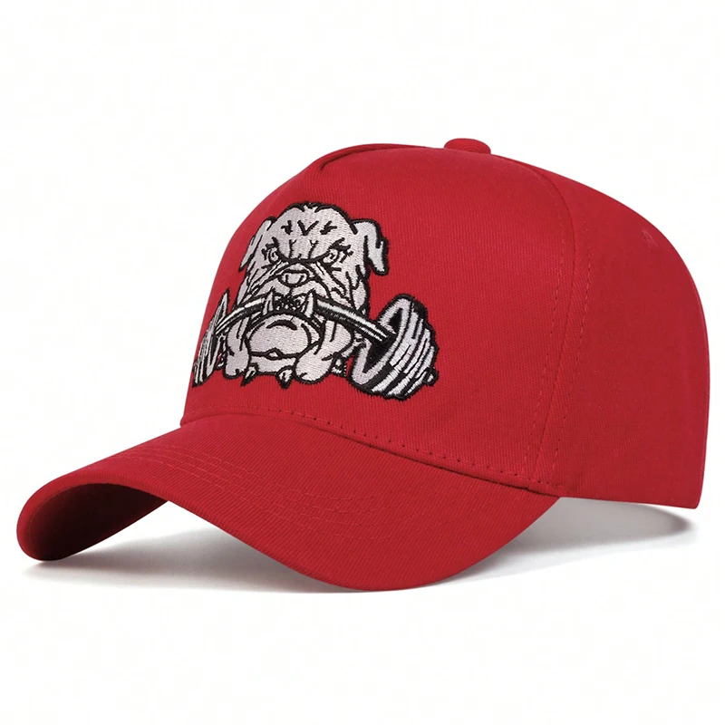 Unisex Bulldog Dumbbells Embroidery Baseball Caps Spring Autumn Outdoor Adjustable Casual Hats Sunscreen Hat