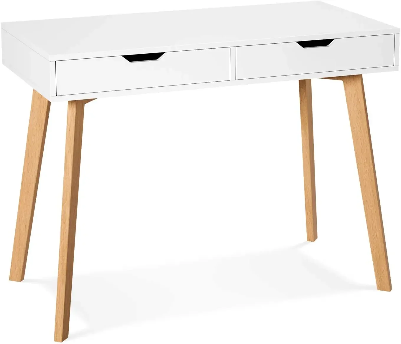 

Homfa Desk Table Study Writing Table Durable For Computer For Studio Office Bedroom With 2 Drawers White 100 x 50 x 77 CM