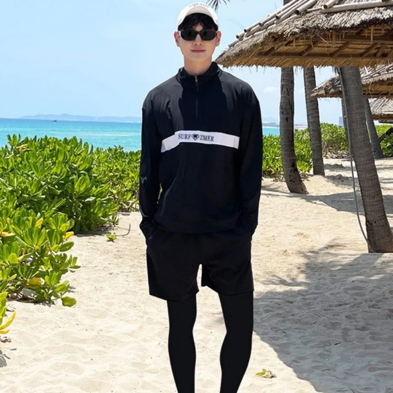 Couples Long Sleeve Rash Guards Multi-Piece Swimsuit Swimwear Bathing Suits Surfing Long Pants for Women And Men Beach Wear image 3