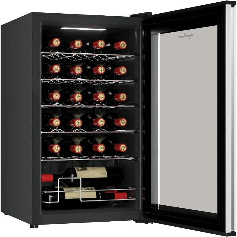 Koolatron 24 Bottle Refrigerator Compressor Wine Cooler Black Freestanding Wine Cellar with UV-Blocking Glass