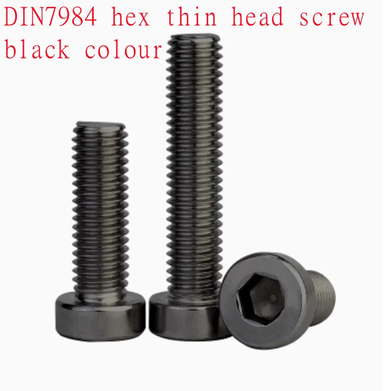 5pcs-50pcs M3 M4 M5 M6 M8 Grade 8.8 steel Black DIN7984 Hex Hexagon Socket Thin Low Short Head Allen Cap Screw Bolt