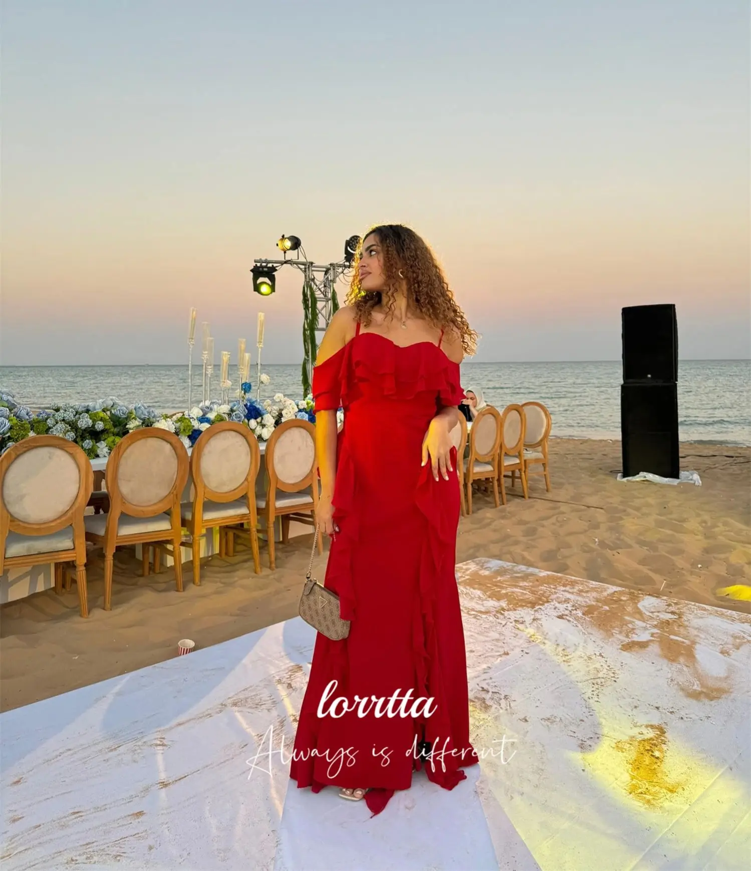 Loretta Maßgeschneiderte Abendkleider, Party, lange Kleider, Abschlussballkleid, rot, Kleid für besondere Anlässe, Chiffon-Cocktailkleider فسات Cosa •Мة