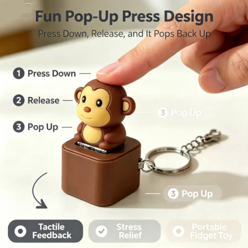Monkey, Pigeon, Lamb, Donkey Little Seagull Animal Keychain, Illuminated Clicker, Adult Stress Relief And Anxiety Sensing Toy