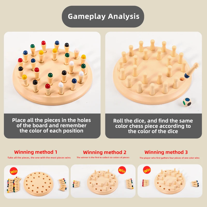 Bild 5: KNYYSECQ Kinderspielzeug Farbgedächtnis-Schach Kinderpuzzle Gedächtnisaufgabe Brettspiel Konzentrationstraining