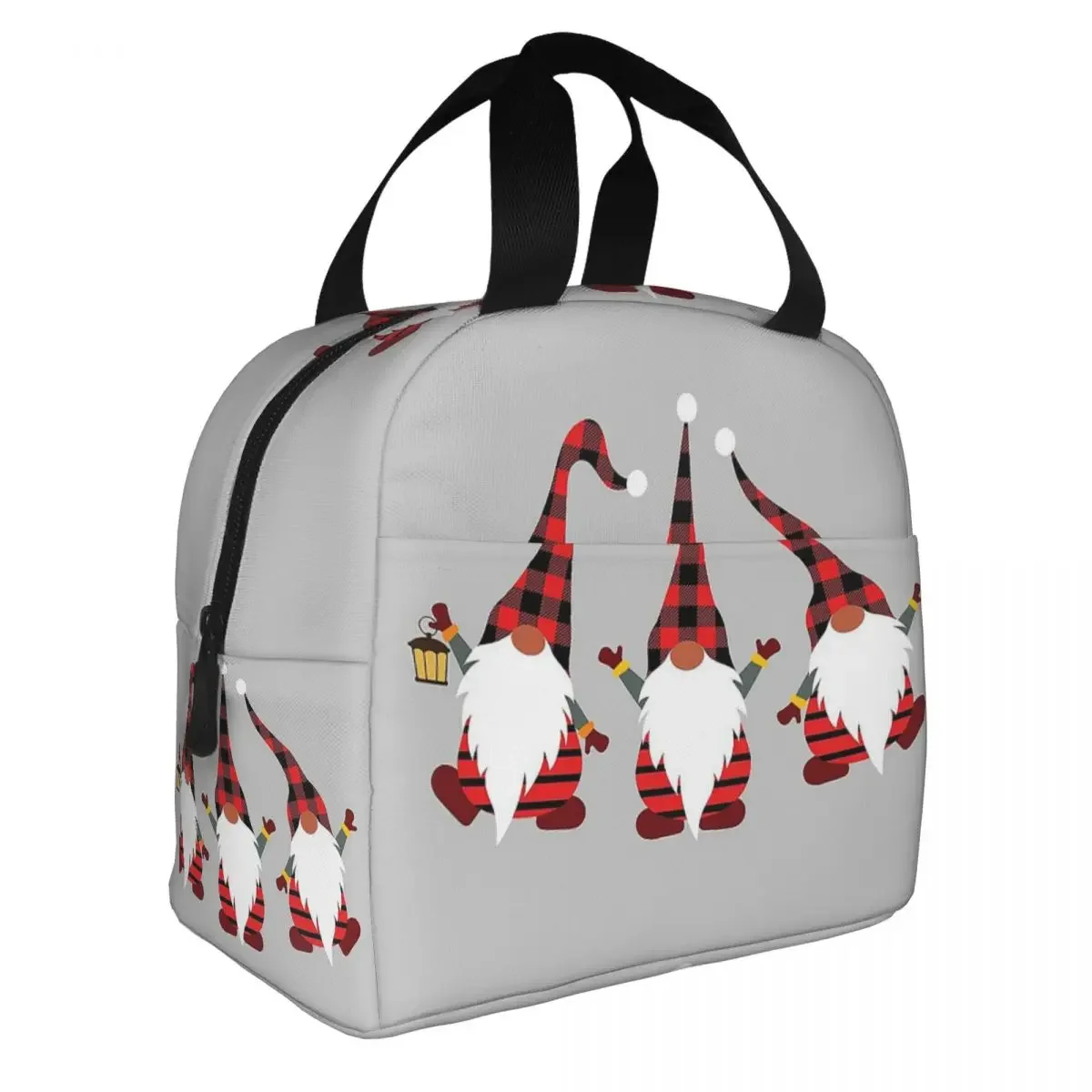 Merry Christmas Gnomes Insulated Lunch Bag Cooler Bag Lunch Container Portable Lunch Box Tote Food Bag School Outdoor