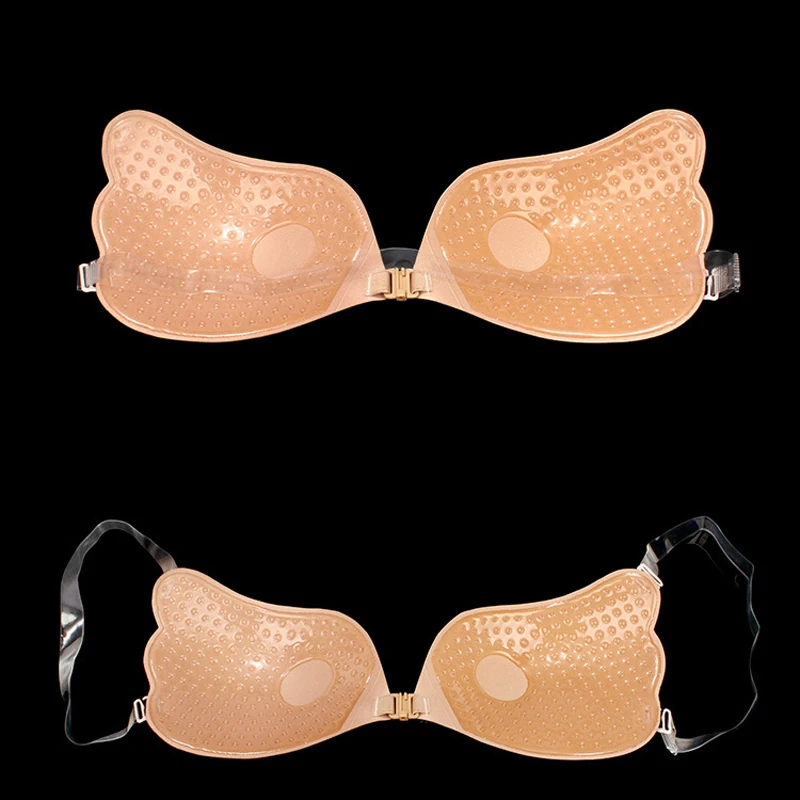 Mamilo Capa Invisível Sutiã Push Up Silicone Bra para Casamento Pegajoso Reutilizável com Alças Transparentes Backless Bikini Lingerie