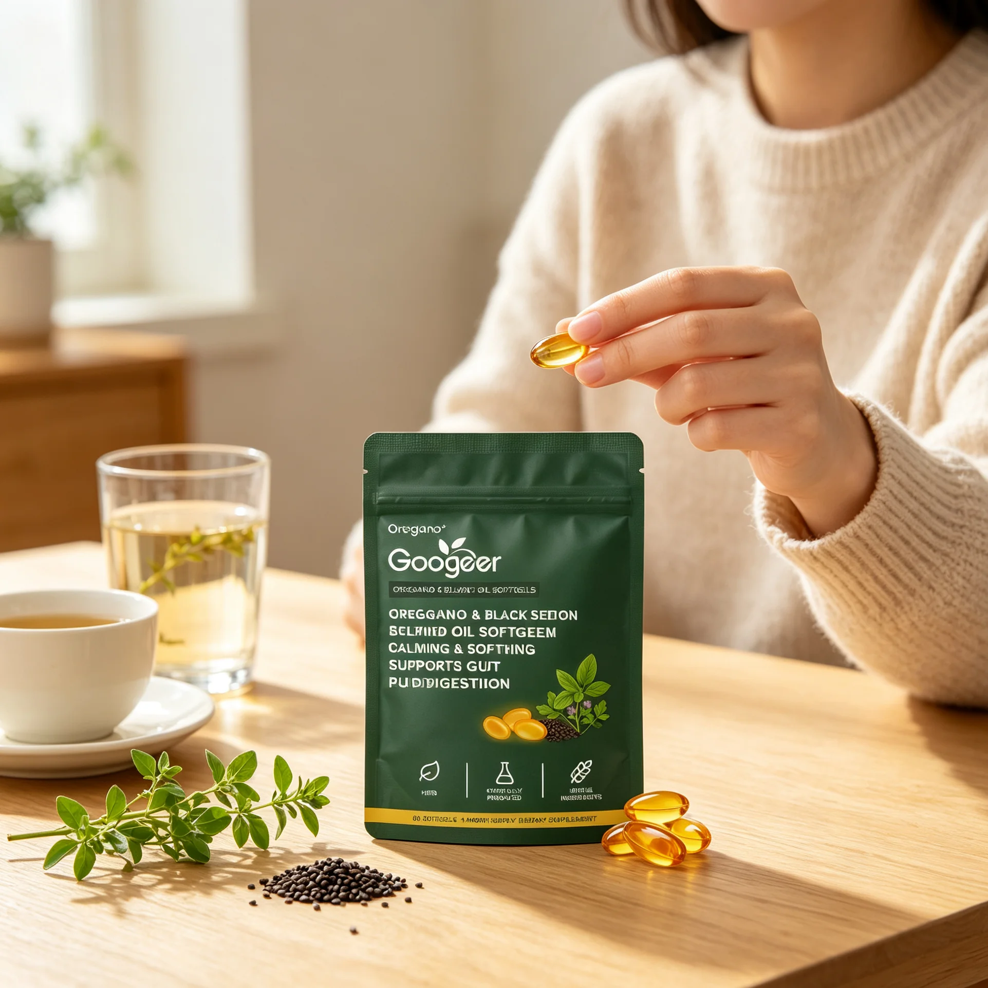 Oil of Oregano Capsules Enteric Coated Intestinal Cleanse Detox Reduce Diarrhea Discomfort Balance Gut Microbes Supplement