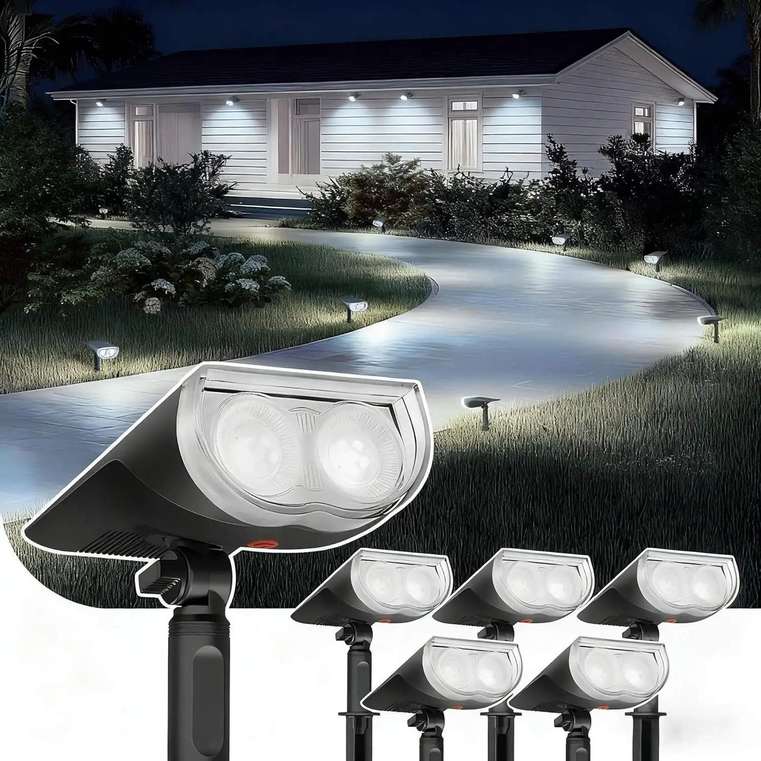 

Bright Solar Spot Lights Outdoor, IP67 Waterproof for Garden Yard Landscape Walkway Patio Tree (Daylight, 6 Pack)