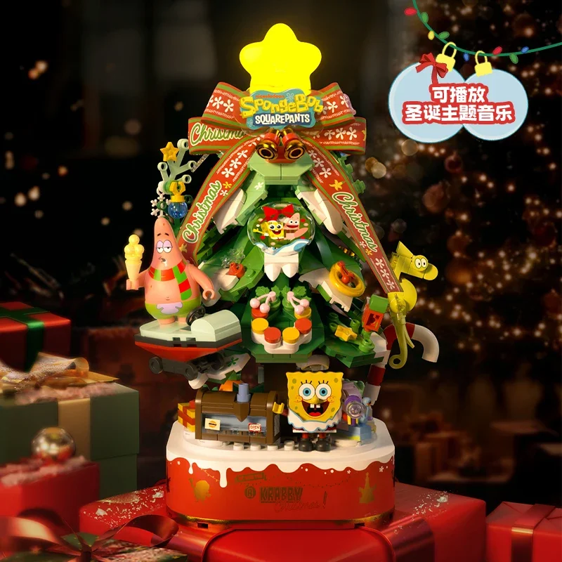 

New Areax Brick Area SpongeBob SquarePants Building Blocks Christmas Tree Children's Puzzle Assembly Toys Model Ornaments Gifts